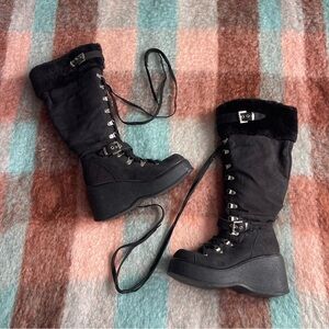 Black platform boots